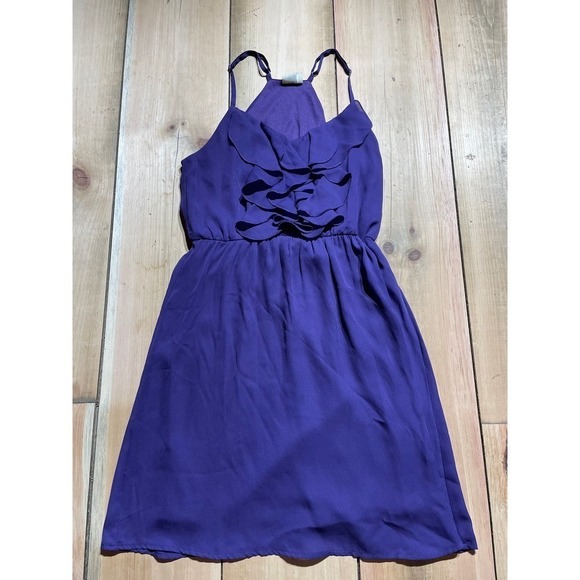 Francesca's Bird Cage Label Purple Ruffle top Summer Dress. Women's Small. - Picture 1 of 7
